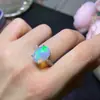 Juego de Anillos de Ópalo Natural con Plata 925, Anillo Sencillo de Ópalo Multicolor con Color de Fuego Brillante Piedra Principal 10X14Mm