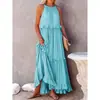 Vestido Longo Ruffle Estilo Férias Novo Verão Europeu e Americano 2026 Amazon Grande Caimento Fluido para Mulheres