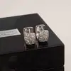 Brincos Quadrados Simples e Requintados com Diamante Integral, Brincos Dupla Face Usáveis na Frente e no Verso com um Toque de Luxo, Brincos Versáteis da Moda e Elegantes para Mulheres