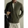 Serie Pioneer Cardigan de Punto con Cremallera de Algodón Peinado de Peso Pesado Anti-pilling Suéter de Color Sólido Engrosado Otoño Invierno