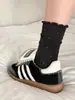 Meias simples de renda com bolinhas para primavera e outono para mulheres, meias vintage de alta qualidade empilhadas, meias versáteis estilo coreano ins para mulheres