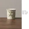 Exquisita taza de té de cerámica verde pintada a mano con juntas de bambú para mujeres, taza de maestro para juego de té kung fu, taza individual