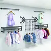 Perchero de hierro forjado para tienda de ropa, expositor de pie, colgador lateral de pared, estante para ropa de hombre, mujer y niño, perchero de pared en la pared