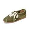 Zapatos de Entrenamiento Alemanes para Mujer Primavera 2026 Estilo Vintage Cuero Tejido Transpirables Casuales Suela Suave Versátiles Zapatos Planos de Piel Genuina para Mujer