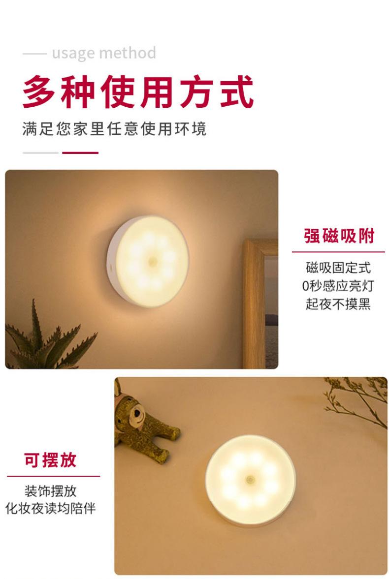 床头小夜灯卧室睡眠灯无线人体感应灯起夜家用过道婴儿喂奶护眼灯