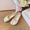 Nuevos Zapatos Planos de Ballet Nube Franceses de Estilo Veraniego~ Piel Suave Moño Punta Delantera Plana Punta Dividida Pezuña de Cerdo