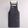 Delantal de Mezclilla Moderno Anti-Manchas para Cocina Casera, Delantal Largo de Cintura para Adultos, Ropa de Trabajo para Adultos, Especial para Mujeres en la Industria de la Restauración y el Trabajo