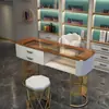 Mesa de Manicura Estilo Crema Blanca Japonesa Económica Vidrio Individual Juego Completo Lujo Sencillo Mesa de Manicura Salón de Uñas