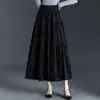 Falda de lunares de línea A de moda para mujer, Nueva falda larga de talle alto que cubre la cadera para Otoño 2026, Falda acampanada moderna y juvenil