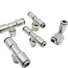 Conector rápido en T con rosca intermedia 4-10 alambre exterior giratorio 360 grados conexión tubería de aire de cilindro conector rápido