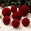 Decoraciones Navideñas Bolas de Navidad Rojas de Terciopelo Flockadas Bolas para Colgar en el Árbol de Navidad Decoración de Atmósfera Festiva Escena de Decoración
