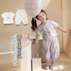 Traje de Manga Corta para Niña, Chaleco de Verano, Leggings de Rayas de Colores, Conjunto de Dos Piezas de Verano, Dibujo Animado de Moda