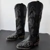 Outono/Inverno 2026 Novo Estilo Botas Western Cowboy Bordadas Femininas Bico Fino Salto Grosso Botas de Cano Alto Fashionable Botas Femininas Comércio Exterior Atacado