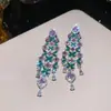¡Jade Púrpura y Circonia Dorada! Aretes de Flor de Zirconia, Estilo de la Corte Francesa, Artesanía Exquisita, Aretes de Moda, Aretes de Diseño Nicho para Mujer