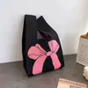 Bolsa de tricô bolsa de presente bolsa de presente atacado bolsa tote bolsa de lã lancheira bolsa portátil flores ins estilo fofo