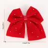 Acessórios de Laço de Pelúcia Pérola Vermelha Fofa Grampo de Cabelo DIY Acessórios de Roupa Decoração de Laço
