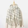 Bufanda Cuadros Transfronteriza para Mujer, Chal Cálido de Invierno, Lujo Ligero, Moda de Alta Gama, Estilo para Viajar, Bufanda Larga con Borlas, Mayoreo