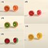 Aretes de Resina de Frutas Coloridos Aretes de Durazno Dulce Fresco No Alérgicos Aretes de Fresa Lindos Sin Agujeros en las Orejas