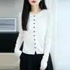 Nueva Colección Otoño/Invierno 2026: Cárdigan de Punto Fino de Lana con Cuello Redondo, Mangas Largas, Color Sólido, Corte Holgado, Top Versátil para Mujer