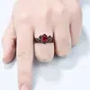 Anillo de Rubí Huajie Transfronterizo Retro Europeo y Americano Exportación Más Vendido Par de Anillos Cruzados Rama de Rosa Negra