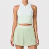 Conjunto de Tenis para Mujer con Almohadillas en el Pecho, Sujetador Deportivo de Yoga de Secado Rápido, Falda de Bádminton Antiexposición, Estilo Delgado de Verano