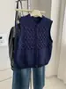 Chaleco de Punto Retro Estilo Coreano con Botones de Cuerno Cárdigan para Mujer Otoño Invierno 2026 Capas Cuello Redondo Tejido de Cable Borde Enrollado Chaleco Chaqueta
