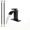 Grifo de Lavabo de Cascada Negro Personalizado Transfronterizo Grifo para Lavabo de Baño Caliente y Frío Grifo para Lavabo de Encimera Agua en Cascada
