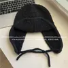 Chapéu de Lã Tricotado Estilo Coreano Inspirado na Atmosfera de Inverno para Mulheres, Chapéu Aviador Quente Protetor de Orelhas para Outono e Inverno, Chapéu Trapper de Esqui