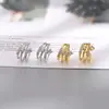 Aretes de Clip de Múltiples Capas de Circonita Estilo Coreano para Mujer, Geniales y Modernos, a la Moda y Elegantes, Brillantes de Diamante de Tres Capas sin Perforaciones