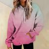 Suéter con capucha de comercio exterior europeo y americano con estampado degradado para mujer, diseño informal con cordón ajustable MC11