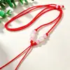 Collar de cuerda ajustable con corona de cuentas de transferencia de jade de imitación, venta al por mayor, cuerda de jade dorada y plateada, cordón colgante