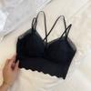 Estilo Francés Sexy Top de Encaje Ligero Ajustado Elegante Ropa Interior para Mujer Simple Ajustado Adelgazante Sujetador Sin Costuras