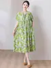 Vestido ligero de algodón y seda talla grande 100 kg vestido de verano para madres, vestido largo casual de corte holgado para mujer hecho de rayón