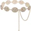 Estilo bohemio europeo y americano cadena de cintura de caballo blanco falda casual corsé de cintura vintage cadena corporal de metal accesorio estampado