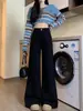 Calça Jeans Flare Preta Não Apertada para Mulheres, Novidade Outono 2026 Cintura Alta Caimento Solto, Emagrecedora Versátil Wide-Leg Comprimento Total