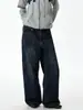 Ropa Mu Xi # Pantalones de pierna ancha con bigotes retro de moda estilo americano, pantalones vaqueros de articulación de bambú, pantalones rectos versátiles para hombres y mujeres
