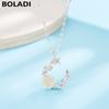 Nuevo Collar Guirnalda de Plata Esterlina S925 Estilo Elegante de Hada para Mujer Cadena Clavícula Colorida Rosa Creciente Versátil y a la Moda
