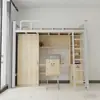 Cama con Escritorio Personalizada para Dormitorios Estudiantiles y Apartamentos Corporativos, con Escalera, Escalera de Mano, Cama, Escritorio y Estructura de Cama de Hierro