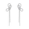 Brincos de Argola Amazon Cross-border Nova Moda Versátil com Laço Strass Longo Franja Elegante para o Dia a Dia Brincos de Nicho para Mulheres