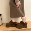Pantuflas de Mula Peludas Retro con Suela Gruesa para Mujer 2026 Otoño/Invierno Nuevo Estilo Aumentadoras de Altura Cálidas de Algodón para Exteriores