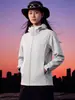 Jaqueta softshell com capuz para uso casual ao ar livre, modelo outono e inverno feminino, resistente ao frio, à prova de vento, impermeável, jaqueta softshell unissex