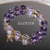 Pulsera de Amatista Imitación Uruguay Pulsera Nueve Fuego Púrpura Exquisita de Cristal Blanco Regalo de Año de Nacimiento para Mujer