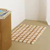Estilo Ins Cuadros Rayados Coreanos Alfombrillas para Piso de Baño Alfombrillas Absorbentes para Pies de Hogar Resistentes a Manchas y al Desgaste Alfombras para Sala de Estar
