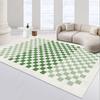 Alfombra a cuadros de terciopelo de cristal resistente a las manchas estilo romano para sala de estar, dormitorio, tapete de piso antideslizante, fácil de limpiar, lavable a máquina