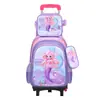 Mochila Escolar de Cuero 3D de Arrastre Juego de Tres Piezas Mochila de Arrastre Infantil de Dibujos Animados Bolsa de Almuerzo Venta Directa de Fábrica