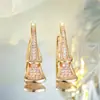Venda Quente Europeia e Americana Rodada Irregular Diamante Branco Super Brilhante Salto Alto Design Argola de Orelha Personalidade de Alto Padrão Brilho Leve Brincos