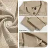 Camisa polo masculina em malha waffle com bolsos tridimensionais, colarinho Henry, manga longa, moletom casual outdoor para homens de comércio exterior TK