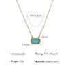 Colar Versátil Oval Transfronteiriço Europeu e Americano para Mulheres, Pingente Quadrado Estilo Ins com Zircônia Azul Colorida Corrente para Clavícula Atacado