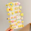 Pinzas para el pelo de colores dulces para niñas, Accesorios para el pelo de animales de dibujos animados y flores, Set de pinzas lindas y no dañinas para el flequillo