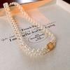 Colar e Pulseira Quadrados Flor de Cerejeira Zircônia Pérola Luz Luxo Corrente de Clavícula Versátil Retro Francês Colar de Alta Qualidade para Mulheres